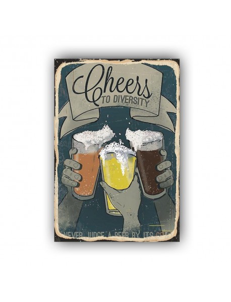 CHEERS TO DIVERSITY AHŞAP POSTER 20x30cm  - 65