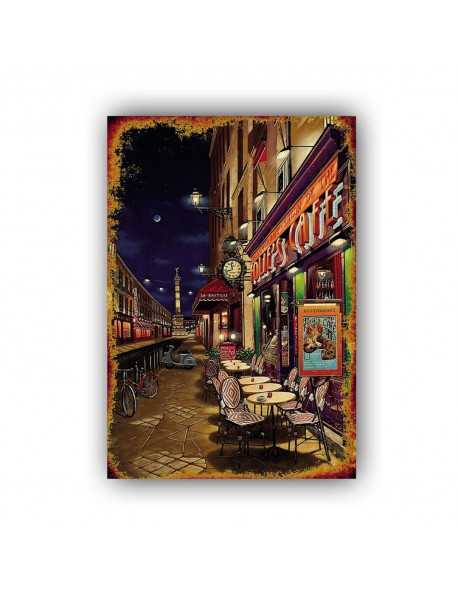 GECE RESTORANTI AHŞAP POSTER 20x30cm  - 50