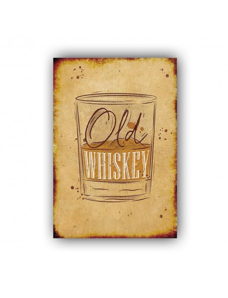 OLD WHISKEY AHŞAP POSTER 20x30cm  - 70