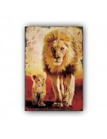 ASLAN VE YAVRUSU AHŞAP POSTER 20x30cm  - 90