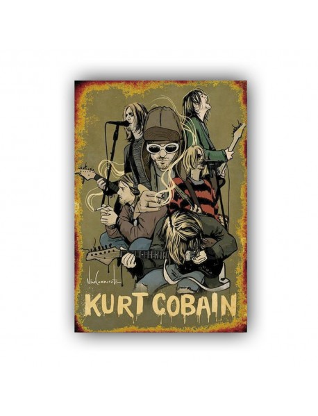 KURT COBAIN 2 AHŞAP POSTER 20x30cm  - 97