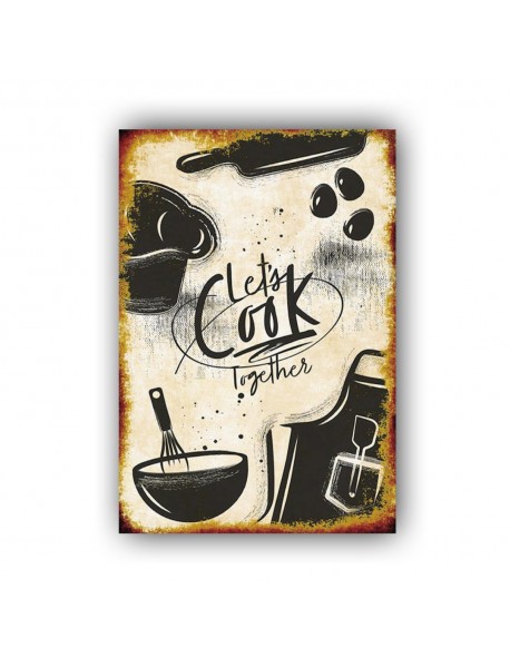 LET'S COOK TOGETHER AHŞAP POSTER 20x30cm  - 86