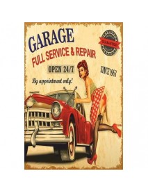 GARAGE FULL SERVICE & REPAIR OPEN 24/7 AHŞAP POSTER 20x30cm  - 30