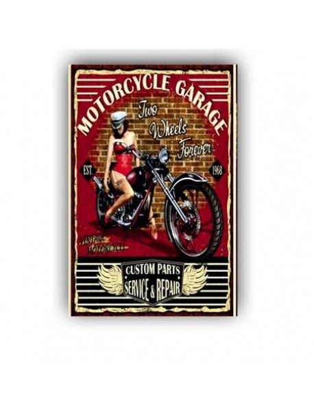 MOTORCYCLE GARAGE TWO WHEELS FOREVER AHŞAP POSTER 20x30cm  - 60