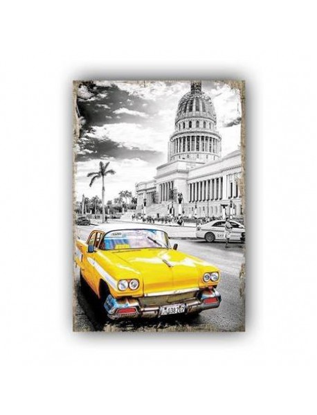 YELLOW TAXI AHŞAP POSTER 20x30cm  - 59