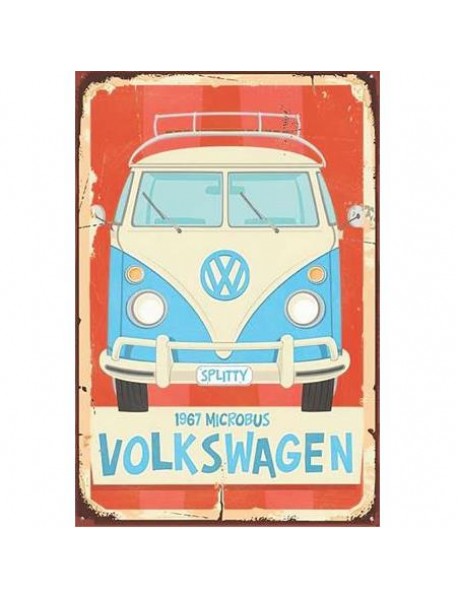 SPLITTY 1967 MICROBUS VOLKSWAGEN AHŞAP POSTER 20x30cm  - 68