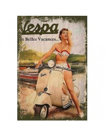 VESPA LA BELLES VACANCES... AHŞAP POSTER 20x30cm  - 37