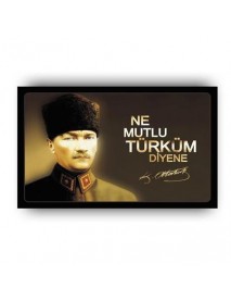 MUSTAFA KEMAL ATATÜRK NE MUTLU TÜRKÜM DİYENE AHŞAP POSTER 20x30cm  - 17