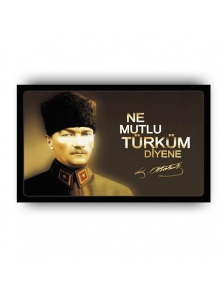 MUSTAFA KEMAL ATATÜRK NE MUTLU TÜRKÜM DİYENE AHŞAP POSTER 20x30cm  - 17