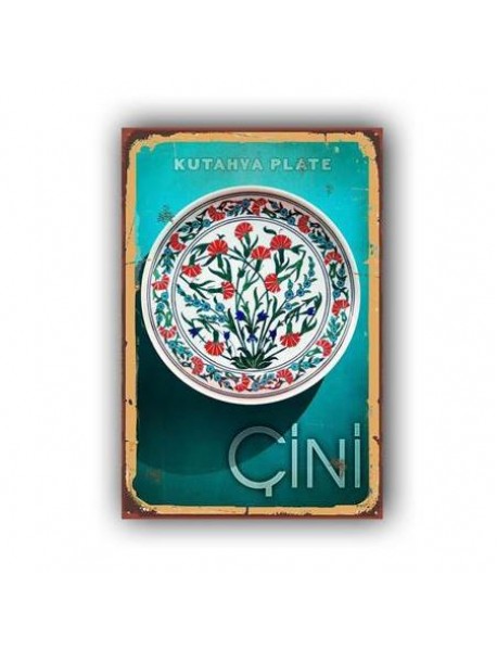 KUTAHYA PLATE ÇİNİ AHŞAP POSTER 20x30cm  - 04