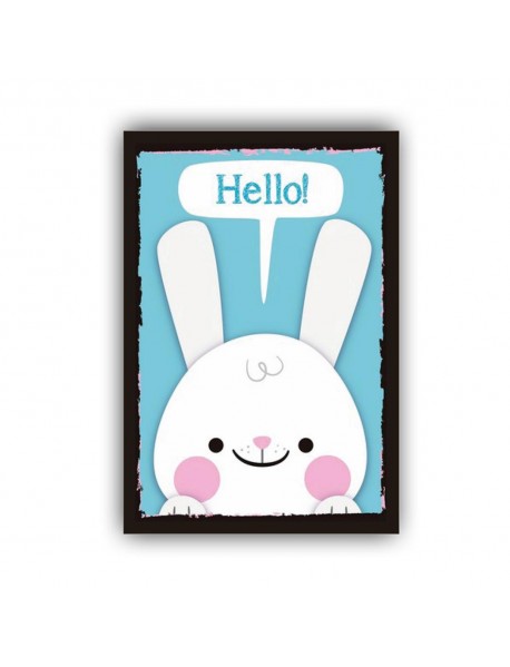 HELLO RABBIT AHŞAP POSTER 20x30cm  - 76