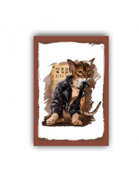 WANTED CAT AHŞAP POSTER 20x30cm  - 88