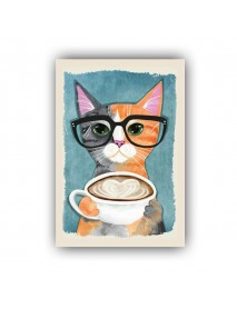 COFFEE CAT 2 AHŞAP POSTER 20x30cm  - 77