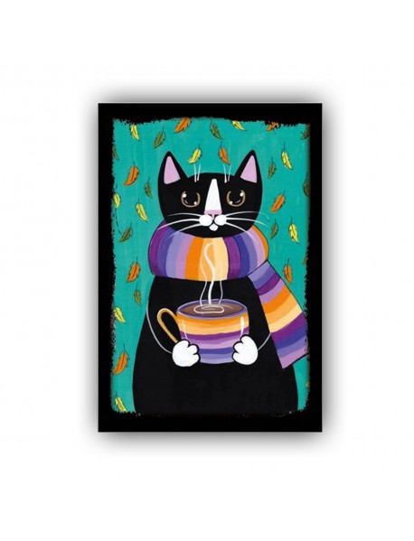 COFFEE CAT 3 AHŞAP POSTER 20x30cm  - 78