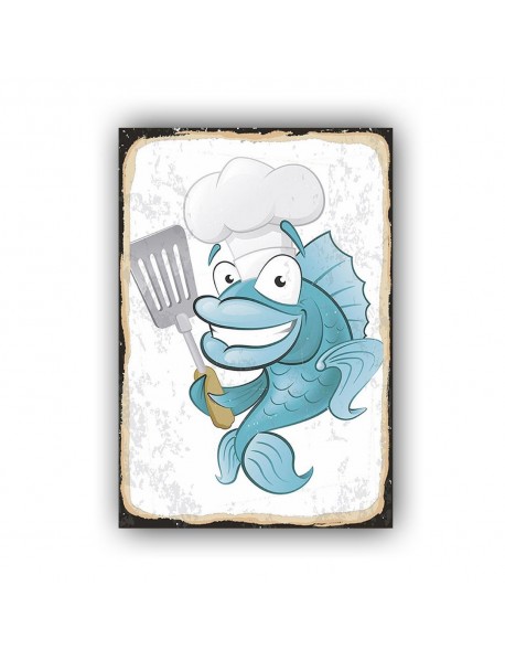 FISH COOK AHŞAP POSTER 20x30cm  - 10