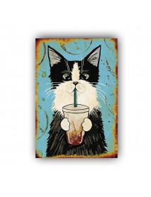 CAT DRINK 3 AHŞAP POSTER 20x30cm  - 40