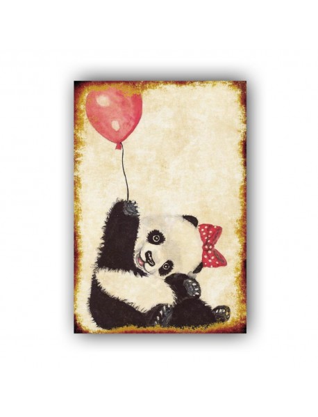 PANDA BALONU AHŞAP POSTER 20x30cm  - 98