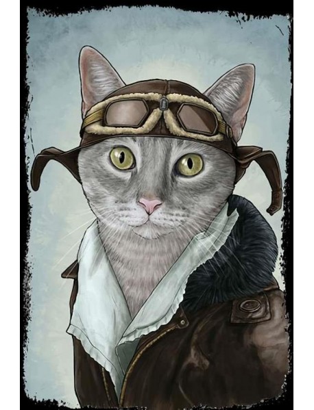 PİLOT CAT AHŞAP POSTER 20x30cm  - 32