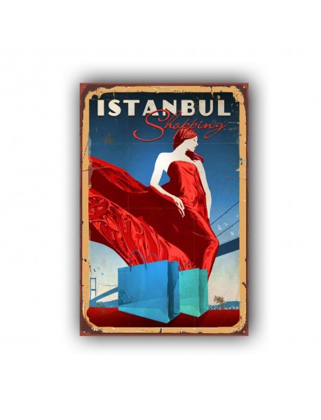 ISTANBUL SHOPPING AHŞAP POSTER 20x30cm  - 34