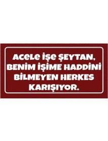 ACELE İŞE ŞEYTAN. BENİM HADDİNİ BİLMEYEN HERKES KARIŞIYOR AHŞAP PLAKA POSTER - 50