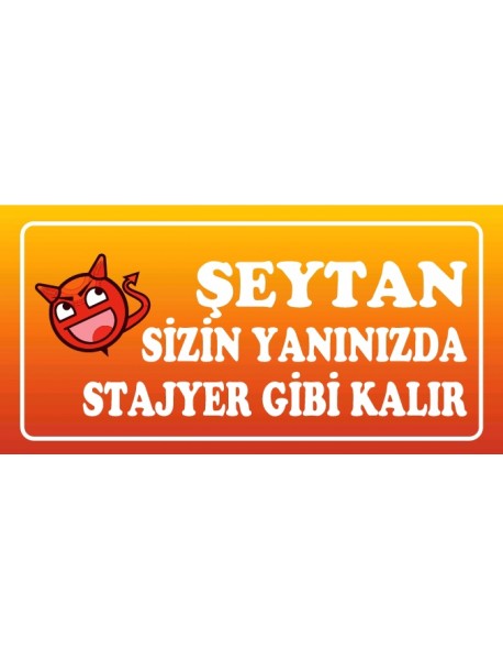 ŞEYTAN SİZİN YANINIZDA STAJYER GİBİ KALIR AHŞAP PLAKA POSTER - 52