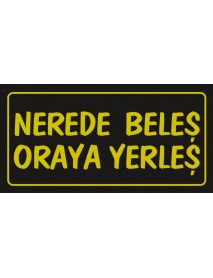 NERDE BELEŞ ORAYA YERLEŞ AHŞAP PLAKA POSTER - 50