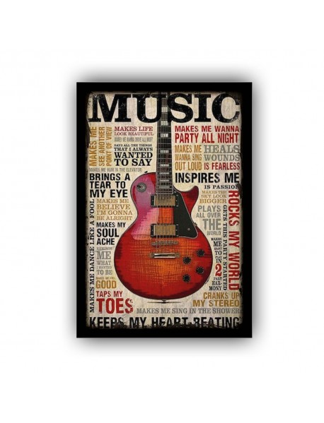 MUSIC KEEPS MY HEART BEATING AHŞAP POSTER 20x30cm  - 49