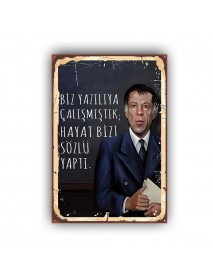 YAZILIYA ÇALIŞMIŞTIK AHŞAP POSTER 20x30cm  - 60