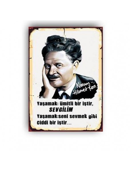 NAZIM HİKMET AHŞAP POSTER 20x30cm  - 10