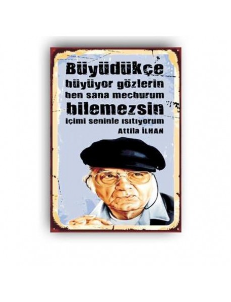 ATİLLA İLHAN AHŞAP POSTER 20x30cm  - 15