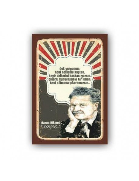 NAZIM HİKMET AHŞAP POSTER 20x30cm  - 37