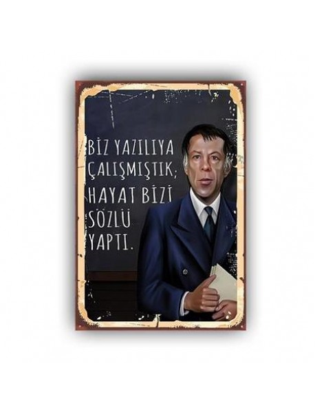 YAZILIYA ÇALIŞMIŞTIK AHŞAP POSTER 20x30cm  - 60