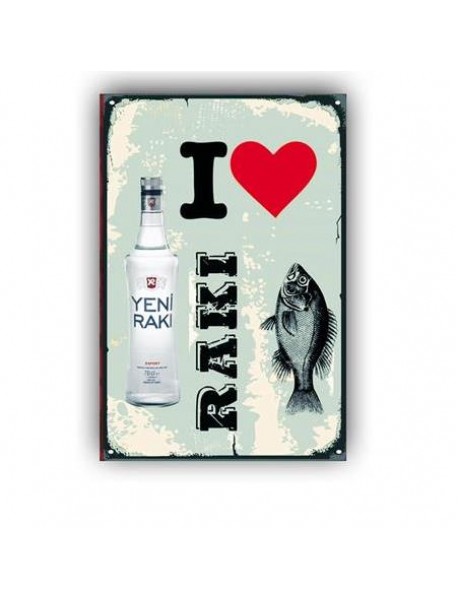 I LOVE RAKI AHŞAP POSTER 20x30cm  - 11