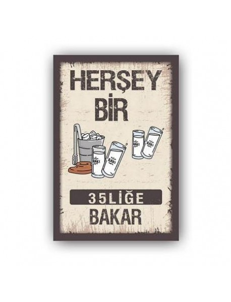 HER ŞEY BİR 35'LİĞE BAKAR AHŞAP POSTER 20x30cm  - 75