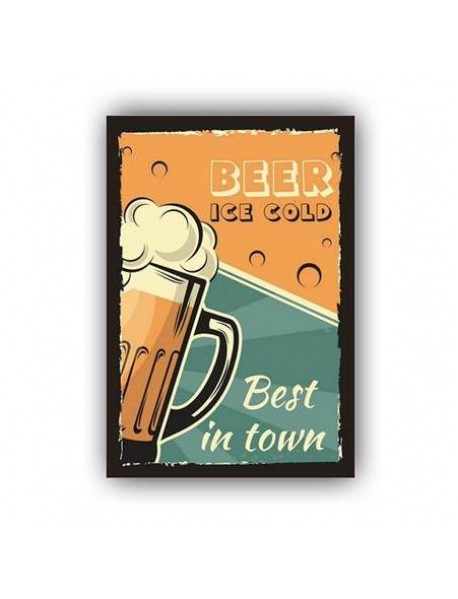 BEER ICE COLD BEST IN TOWN AHŞAP POSTER 20x30cm  - 90