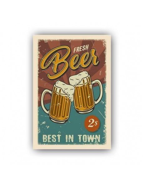 FRESH BEER BEST IN TOWN 2 DOLAR AHŞAP POSTER 20x30cm  - 16