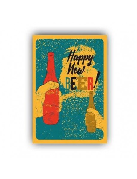 HAPPY NEW BEER ! AHŞAP POSTER 20x30cm  - 53