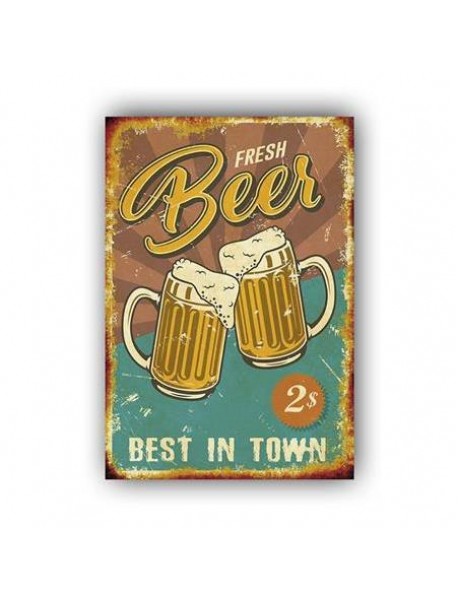 FRESH BEER BEST IN TOWN AHŞAP POSTER 20x30cm  - 71