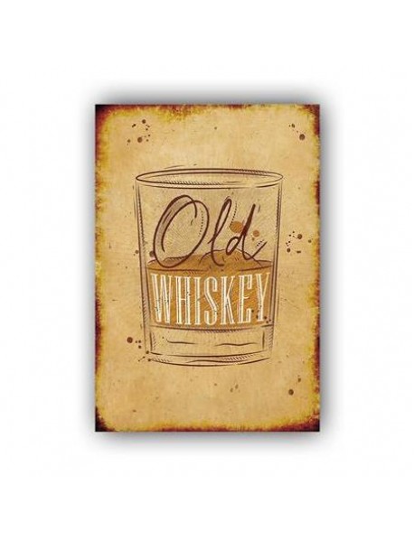 OLD WHISKEY AHŞAP POSTER 20x30cm  - 70