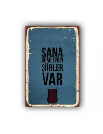 DEMLENEN ŞİİRLER VAR AHŞAP POSTER 20x30cm  - 24