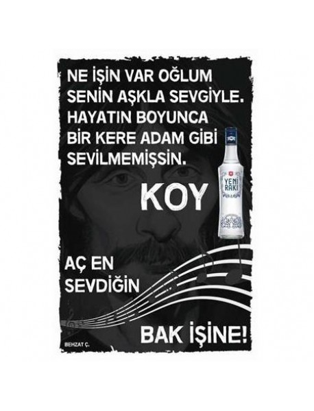 KOY RAKI AÇ EN SEVDİĞİN BAK İŞİNE AHŞAP POSTER 20x30cm  - 08