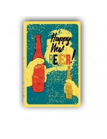 HAPPY NEW BEER ! AHŞAP POSTER 20x30cm  - 65