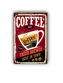 COFFEE SHOP HOT COFFEE BEST IN TOWN AHŞAP POSTER 20x30cm  - 87