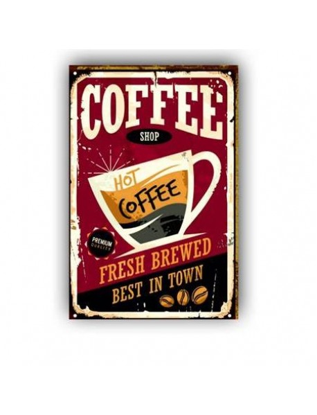 COFFEE SHOP HOT COFFEE BEST IN TOWN AHŞAP POSTER 20x30cm  - 87