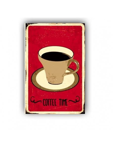 COFFEE TIME RED AHŞAP POSTER 20x30cm  - 95